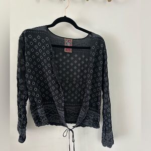 Johnny Was black embroidered top